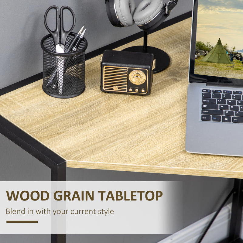 Scrivania Angolare da Ufficio 80x80x75,5 cm in Metallo e Legno Naturale