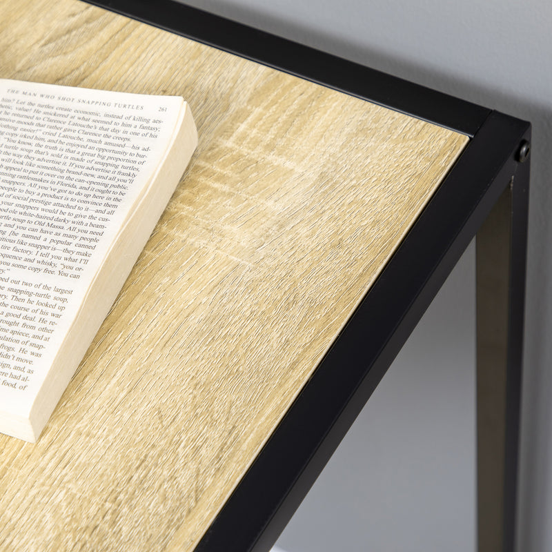 Scrivania Angolare da Ufficio 80x80x75,5 cm in Metallo e Legno Naturale