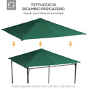 Tetto di Ricambio per Gazebo da Giardino 3x3m in Poliestere Verde