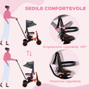 Passeggino Triciclo 3 in 1 con Sedile Girevole 360° Rosso