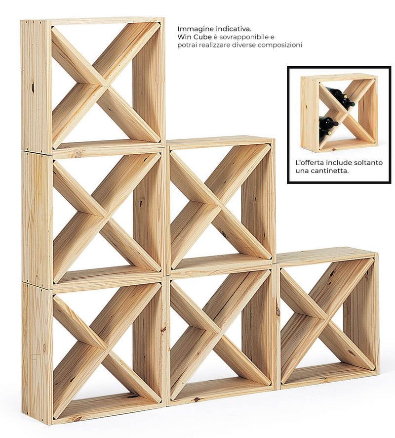 Cantinetta Portabottiglie in Legno Abete 48x23x48 cm 24 Bottiglie Fumer Win Cube