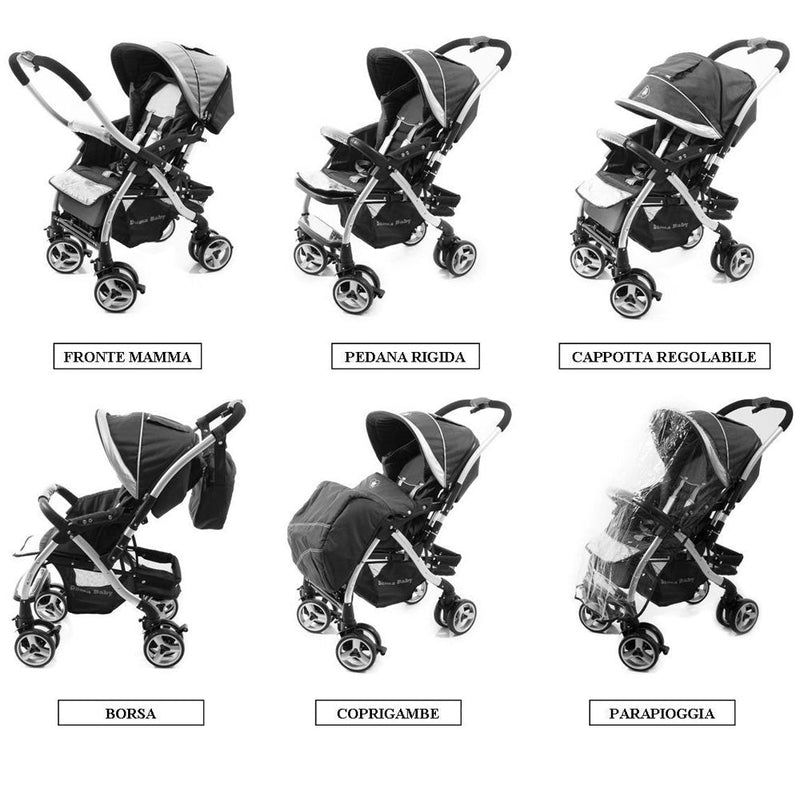 Passeggino Tradizionale per Bambini Reversibile Trupia Z8 Rosa