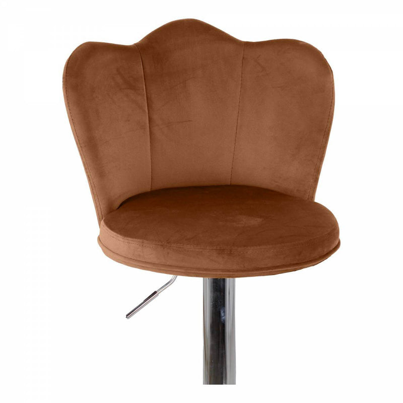 Set 2 Sgabelli 38x38x60/80 cm in Velluto Base Cromata Cammello