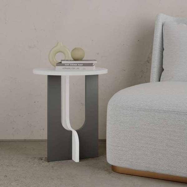 Tavolino da Soggiorno 40x40x47 cm in MDF Luna Bianco e Antracite prezzo