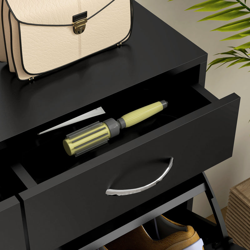 Mobile Scarpiera da 12 Paia 80x30x91,5 cm con Ripiani Regolabili e Cassetti in Legno Nero  