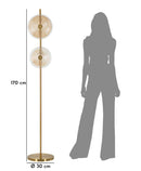 Lampada da Terra Venice Ø30x170 cm in Vetro e Ferro Oro e Naturale e Marrone      
