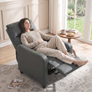 Poltrona Relax Reclinabile Manuale 155° 69x91x100 cm con Poggiapiedi in Pelle PU Grigio Scuro      