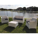 Set da Giardino Divano 2 Poltrone e Tavolino in Polipropilene Bianco