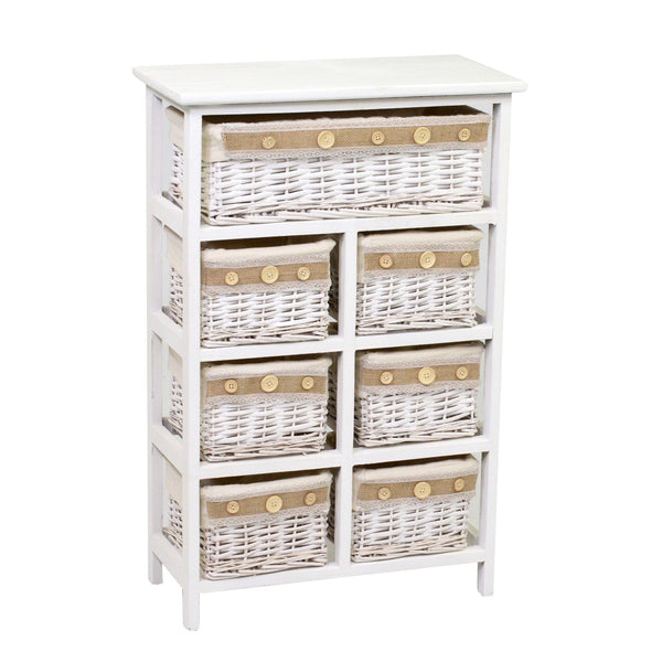 online Cassettiera in Legno e Vimini 7 Cassetti 50x25H76,6cm Nadia