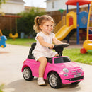 Macchina Cavalcabile per Bambini 12-36 Mesi Licenza Fiat 61x28x38,3 cm con Musica Clacson e Vano Sottosedile in PP Rosa      