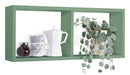 Mensola Rettangolare 2 Scomparti da Parete 70x30x15,5 cm in Fibra di Legno Morgana Verde Acqua Marina