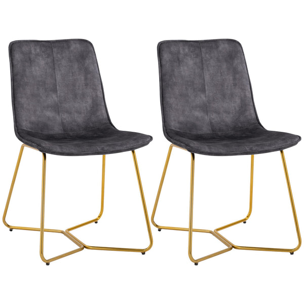 Set 2 Sedie da Soggiorno 49x61,5x85 cm in Tessuto Effetto Velluto Grigio sconto