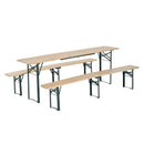 Set Birreria Pieghevole Tavolo con 2 Panche in Legno di Abete 