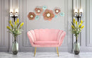 Divanetto Vienna Rosa 130x74x84 cm Spugna e Tessuto e Metallo Bianco e Oro