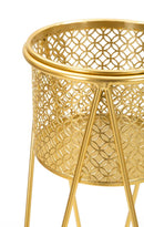 Porta Vasi Nat Coppia 21x20x46 cm - 18x18x32 cm in Ferro Oro      