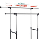 Stand Appendiabiti Doppio in Acciaio con Ruote Aste Telescopiche Regolabile PU