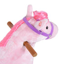 Cavallo a Dondolo per Bambini 65x28x75 cm con Rotelle Suoni e Poggiapiedi Rosa