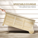 Baule Cassapanca da Esterno 110x50x50 cm a 2 Ruote con Telo Interno in Legno di Abete  