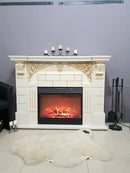 Camino Elettrico da Pavimento 111x145x38 cm Effetto Fiamma 1950W Imperial & Mirabella Avorio