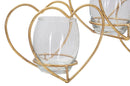 Portacandele Heart 37,5x9x19 cm in Ferro e Vetro Oro