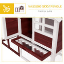 Conigliera da Esterno con Casetta e Spazio Recintato 122x62,6x92 cm in Legno Marrone e Bianco  