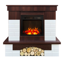 Camino Elettrico da Pavimento 95,8x109,6x28 cm Effetto Fiamma 1100W Leon & Dionis Bianco/noce scuro