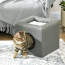 Cuccia a Casetta per Gatti a 2 Livelli 36,5x36,5x33 cm con Cuscino in Peluche in MDF e Poliestere Verde 