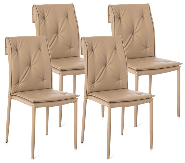 Set 4 Sedie 44x56x91 cm in Similpelle Tortora sconto