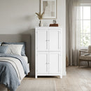 Mobile Bagno 60x30x110 cm con 4 Ante e Ripiani Regolabili in MDF Bianco      