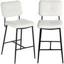 Set 2 Sgabelli da Cucina Bar Ristorante in Tessuto Crema Struttura Metallo Nero