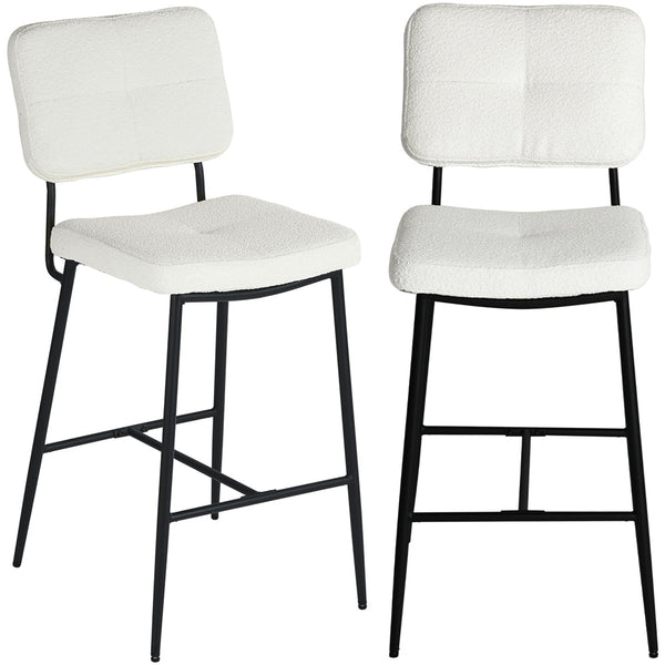 prezzo Set 2 Sgabelli da Cucina Bar Ristorante in Tessuto Crema Struttura Metallo Nero
