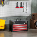 Cassetta Porta Attrezzi 3 Cassetti e Vassoio 51x22x32 cm in Acciaio Rosso e Nero