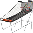 Canestri Basket con Tabellone LED 205x110x205 cm 4 Palloni e 8 Modalità di Gioco Bianco e Nero   