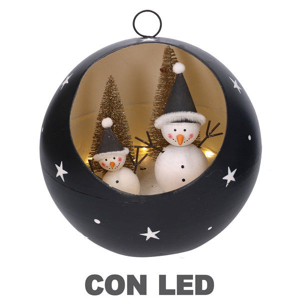 Sfera Natalizia in Metallo con Led nero cm Ø22xh22 sconto