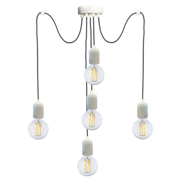 prezzo Sospensione 5xE27 3Mt Montatura Verniciata Bianco E-Energy Elaide