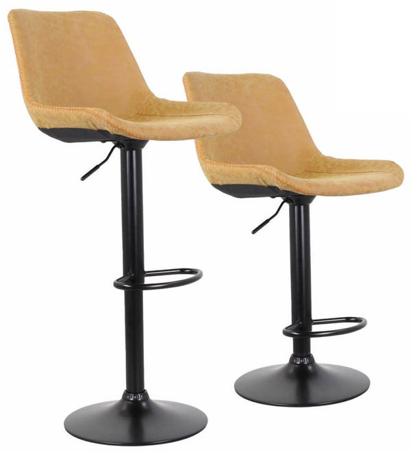 Set 2 Sgabelli 50x44x58/78 cm in Similpelle Base Nera Cammello prezzo
