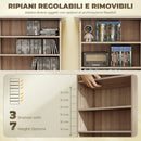 Scaffale Porta CD a 6 Ripiani Regolabili 58x24x126,3 cm per 360 CD e 185 DVD in Melamina Color Legno      
