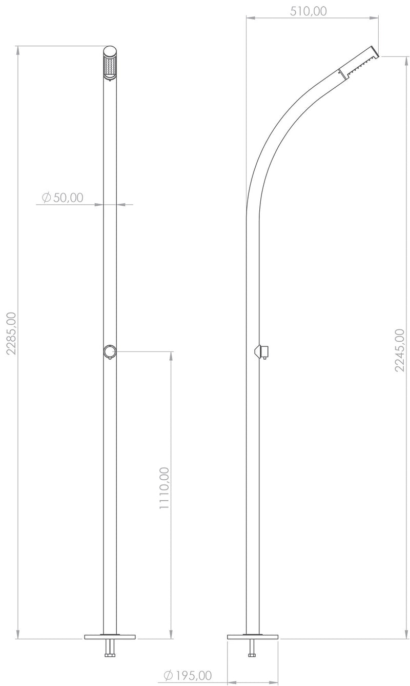 Doccia da Giardino con Miscelatore in Acciaio Inox Lucido Ama Luxury Hera