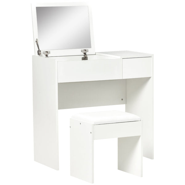 prezzo Consolle Trucco con Specchio e Sgabello 80x40x79 cm in Legno Bianca