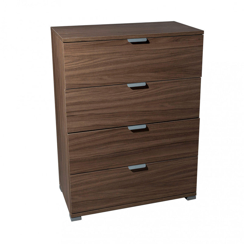 Cassettiera 4 Cassetti Tinta Noce 60x38x85 h cm in Truciolare bilaminato Marrone