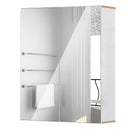 Pensile da Bagno 2 Ante Specchio 60x20,5x75 cm in Legno Bianco e Rovere