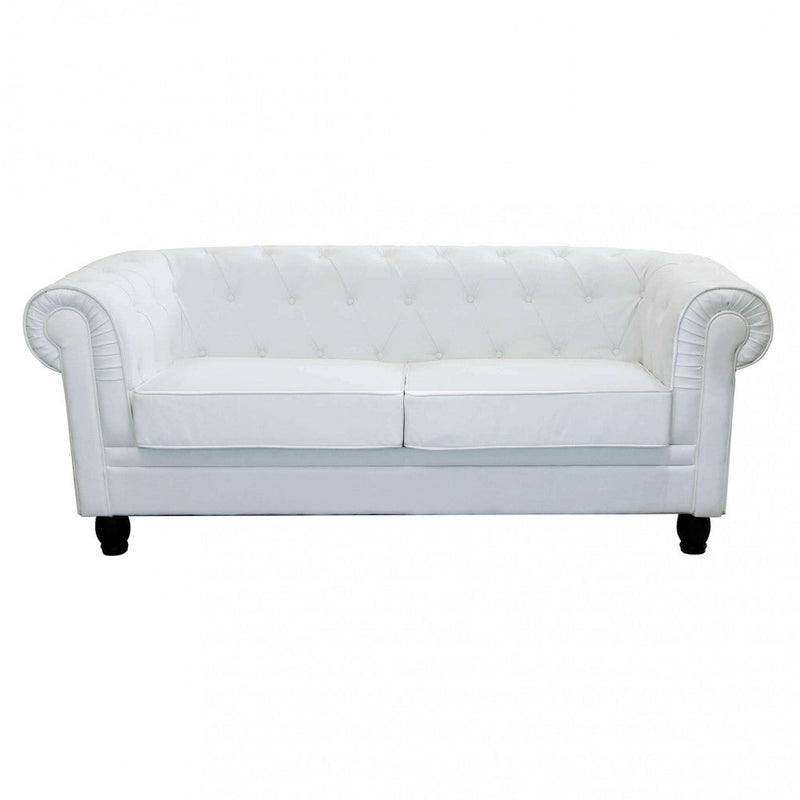 Divano 3  Posti Chesterfield 197x74x82 h cm in Similpelle Bianco