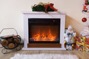 Camino Elettrico da Pavimento 70x80x30 cm Effetto Fiamma 1500W Sting & Lorance Bianco/noce