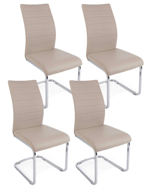 online Set 4 Sedie 41x60x98 cm Myra in Ecopelle Cappuccino