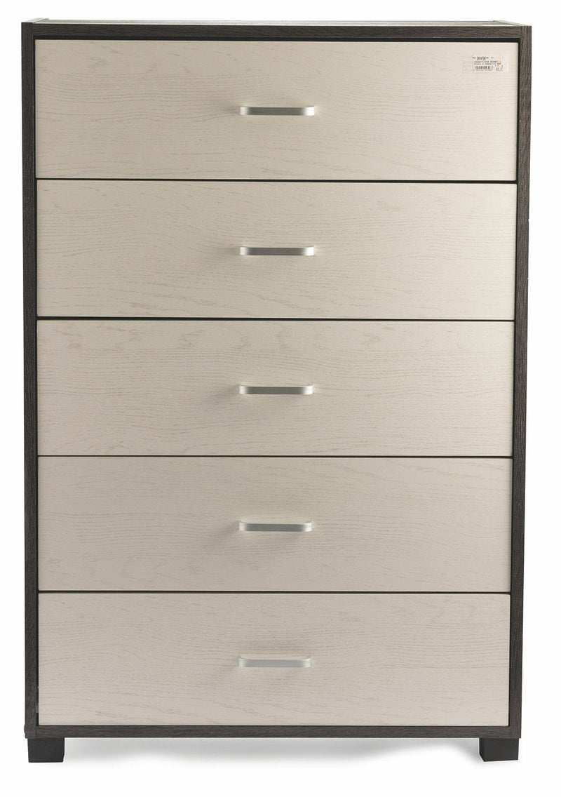 Cassettiera 5 Cassetti 68x40x101 cm in MDF Soriani Grigio Scuro e Bianca