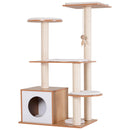 Albero Tiragraffi per Gatti con Cuccia 83x75x120 cm in Corda e Sisal  Giallo e Bianco