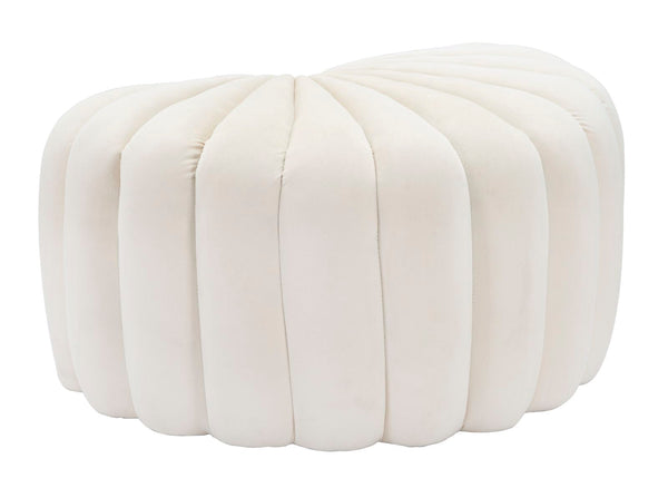 Puff Shell Crema 80x54x42 cm in Legno Spugna e Poliestere Crema prezzo
