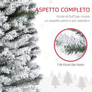 Albero di Natale Innevato Slim 225 cm 738 Rami Effetto Neve in PP e Acciaio Inox Verde  