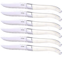 Set 6 Coltelli da Bistecca Lama Seghettata Manico in Acrilico ACR Avorio