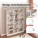Libreria 149x23,6x188 cm con Ripiani Regolabili e Antiribaltamento in Truciolato e MDF Bianco      